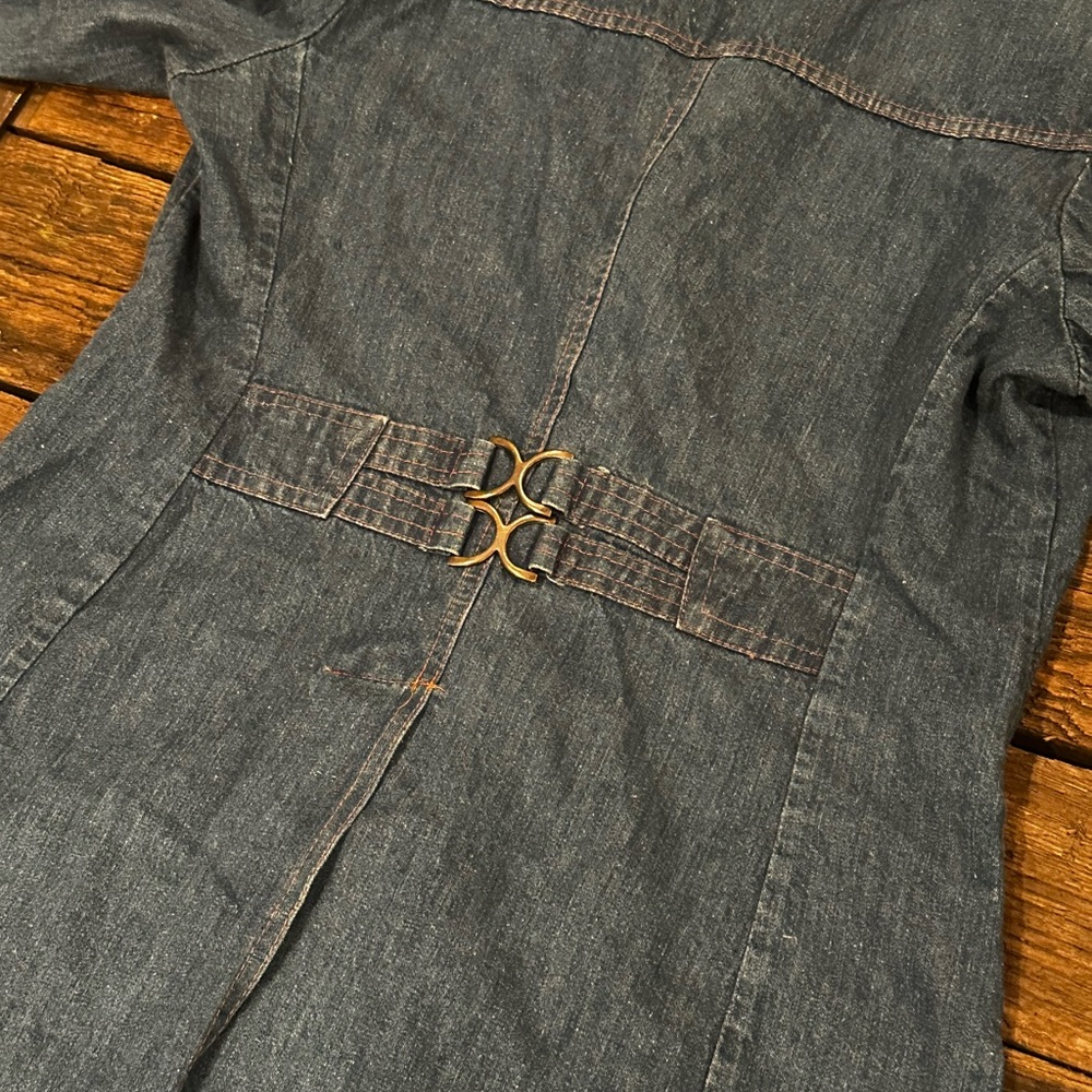 Fabulous vintage 70’s 80’s denim trench-coat Jacket M Spatz - Picture 6 of 13